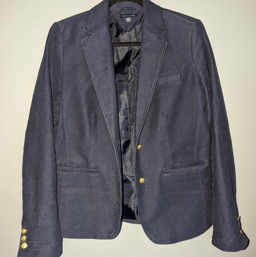 Tommy Hilfiger 100% Cotton Blazer. Women's Size Small Blazer. Navy Blazer. - Picture 2 of 6